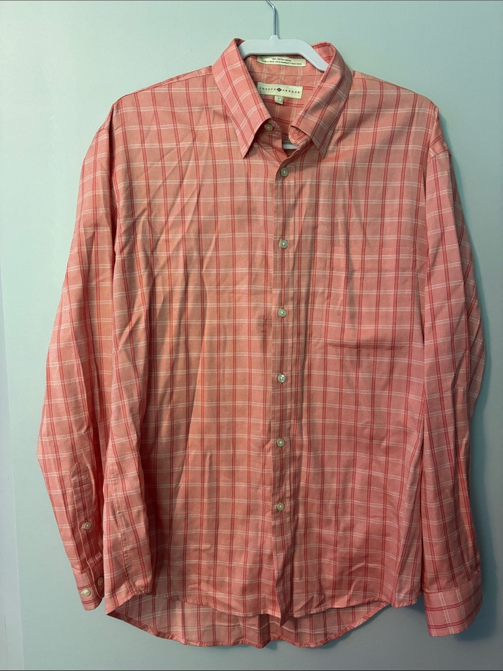Joseph Abboud Coral Plaid Button-Down Shirt